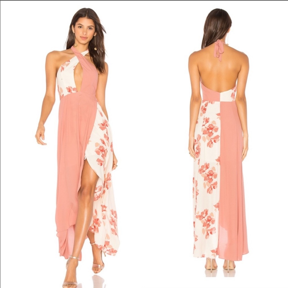 Privacy Please Pink and White Floral Maxi